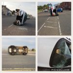 Lucky escape for driver as car ends up on side on the Shore Road in Newtownabbey