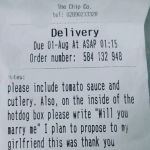 A real sizzler: Belfast chippy receives request to inscribe marriage proposal
