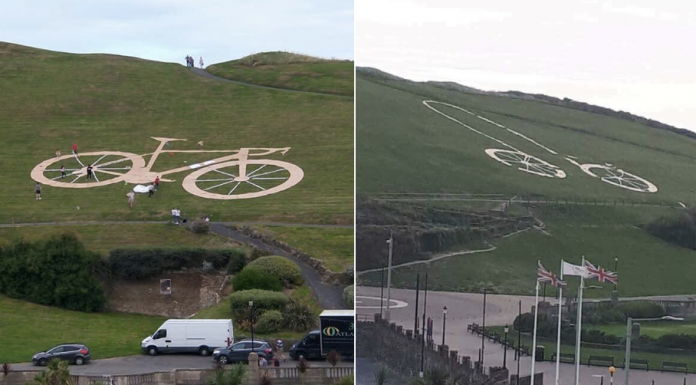 Bicycle artwork transformed into giant penis