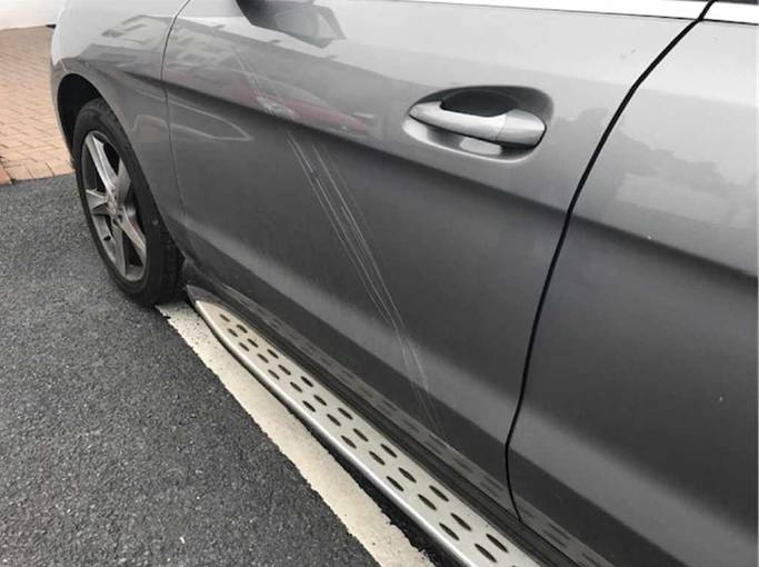 Scratches on the BMW.