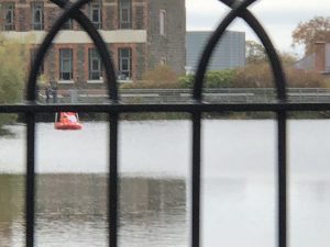 Search and rescue teams on Mossley Dam.