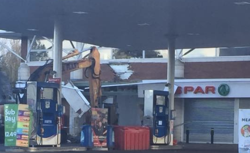 ATM removed from service station.