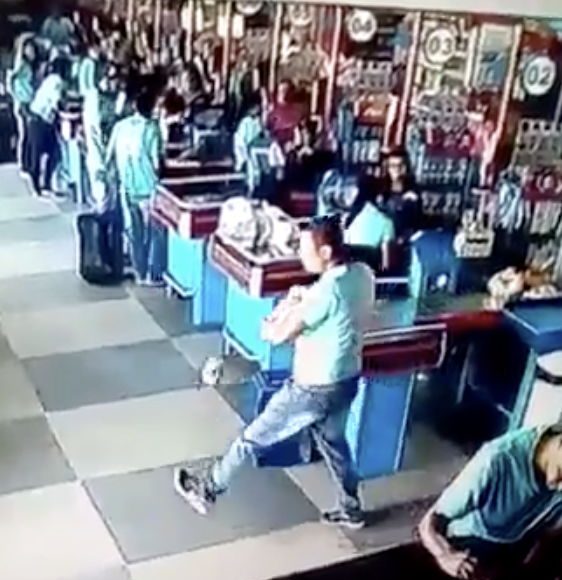 Drop kick dude in a Brazilian supermarket.