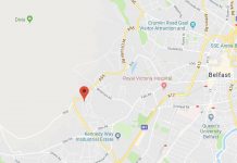 Fire destroys house in west Belfast in suspected arson attack Monagh Drive. Google Maps.