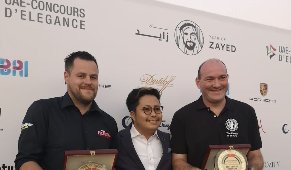 Pictured are (from left to right) Mark Smiley, Managing Director of Total Perfection, Kai Morita and Finn r Hansvold receiving their awards.