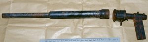 A large calibre improvised weapon discovered in the Upper Dunmurry Lane area.