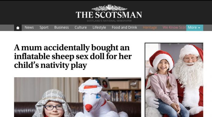 Bonkers! Mum sends son to school nativity with adult-themed sheep The Scotsman.