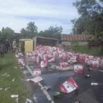 Oh beer! What a smashing start to 2019 A lorry overturns in Indonesia, carrying beer.