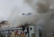 Thirty firefighters deal with pub blaze on Upper Newtownards Road The Lewis on fire.