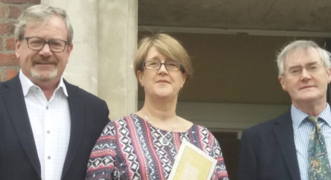 David Watters, Chairman (Belfast Charitable Society), Paula Reynolds, CEO (Belfast Charitable Societ, and Dr Éamon Phoenix at Clifton House for the launch of the ‘Bricks and Mortals’ series.