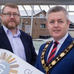 Get into Glengormley and cast your vote for your favourite business The Mayor, Councillor Paul Michael at the launch of the Glengormley Business Awards with Iain Patterson, Chair of Glengormley Town Team and Chamber of Commerce.