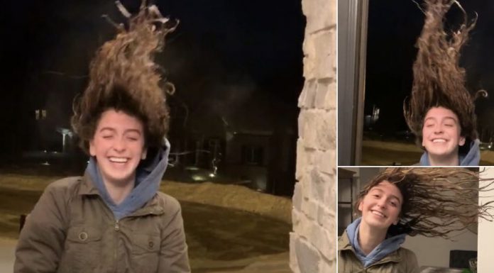 Frozen jeans land a perfect ten amid the polar vortex – and hair stands on end! Pic: Taylor Scallon.