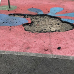 Vandals damage playpark surface amid two hours of interface trouble