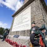 Remembrance service at the County Antrim War Memorial, Knockagh